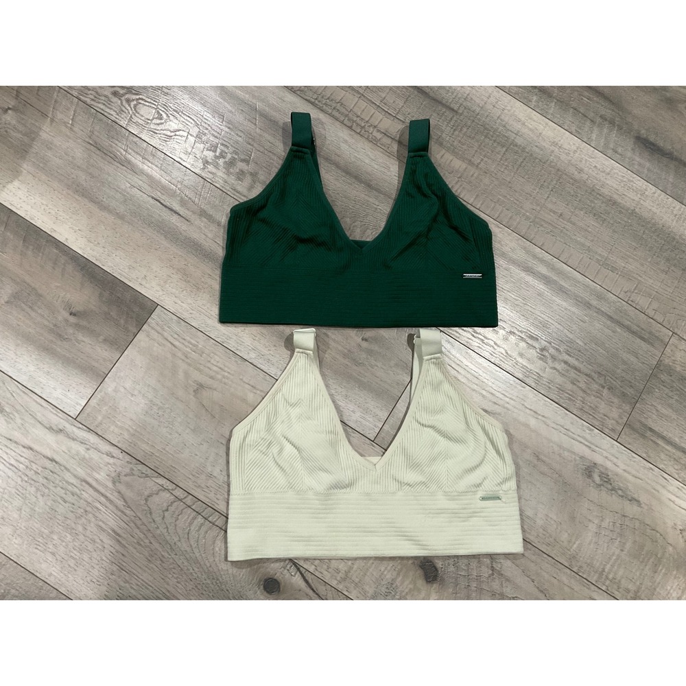Danskin Intimates Ribbed Bralette 2 Pack Green Mint XL V-Neck Wireless Seamless